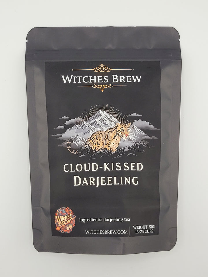 Witches Brew Cloud-Kissed Darjeeling tea package on a white background