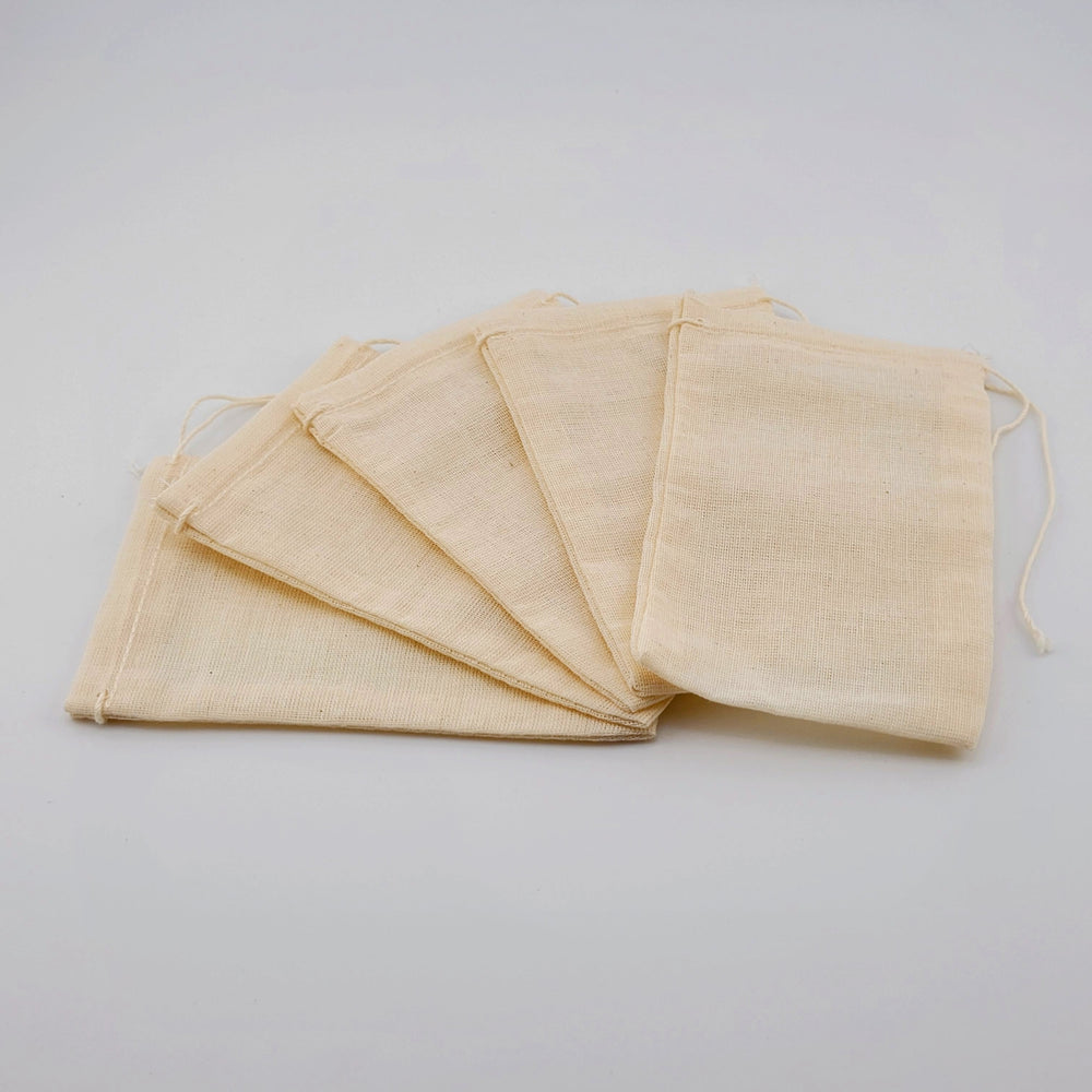 Set of 5 3" x 5" Organic Cotton Muslin bags