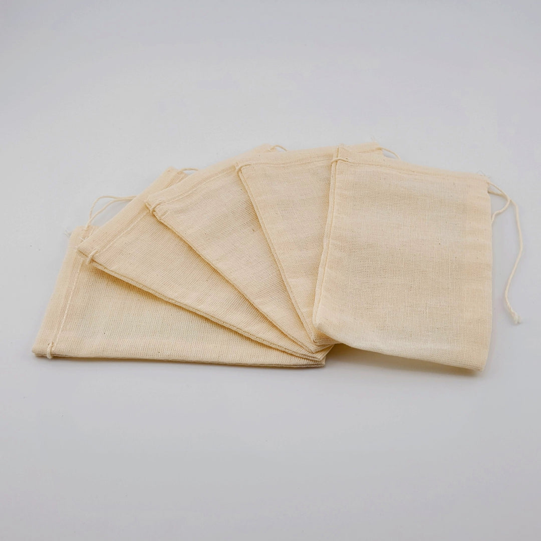 Set of 5 3" x 5" Organic Cotton Muslin bags