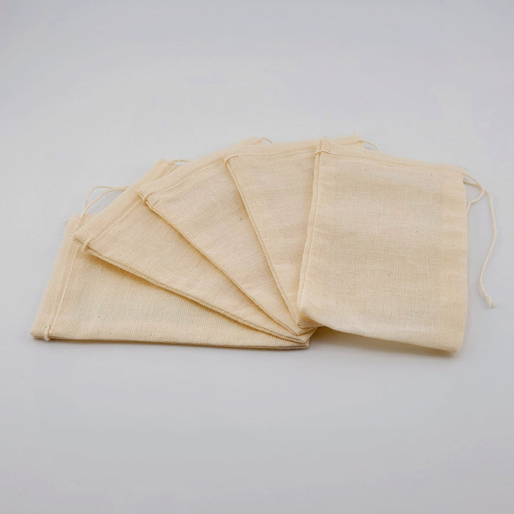Set of 5 3" x 5" Organic Cotton Muslin bags