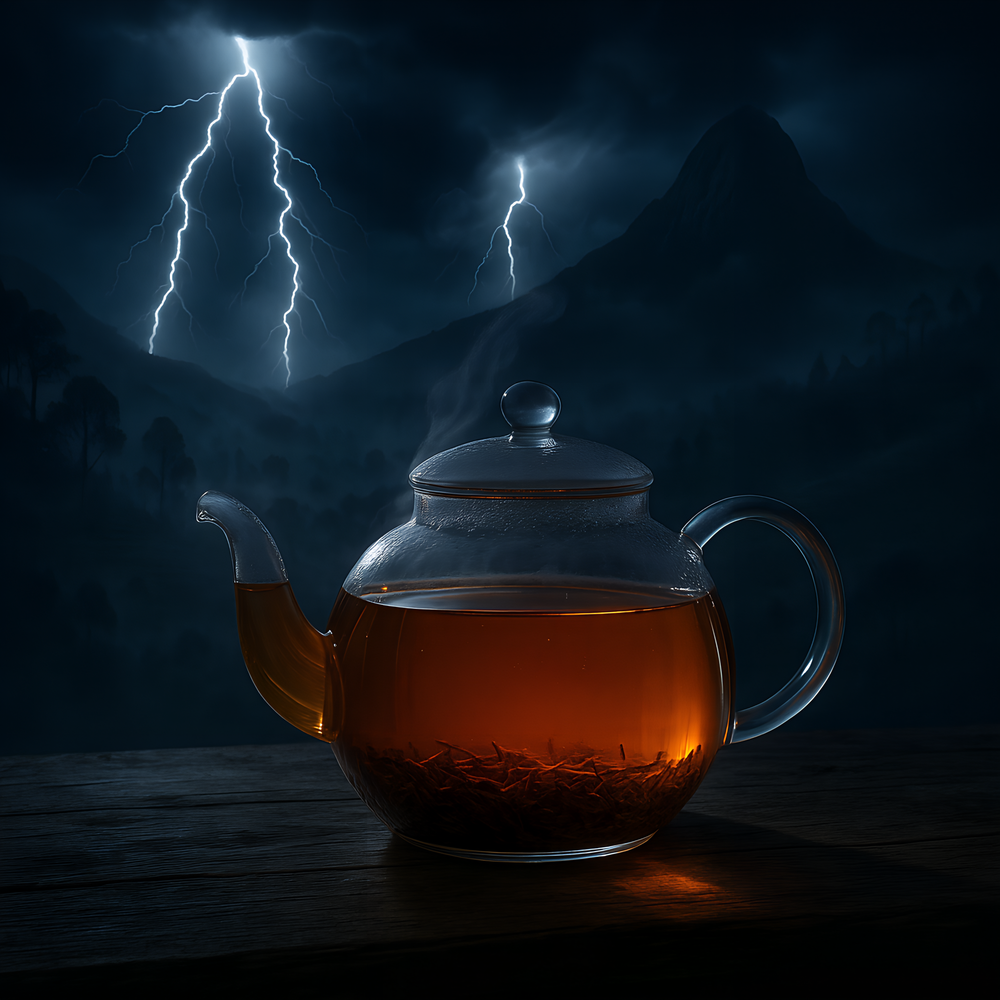 A nighttime image of Naturally Noir tea