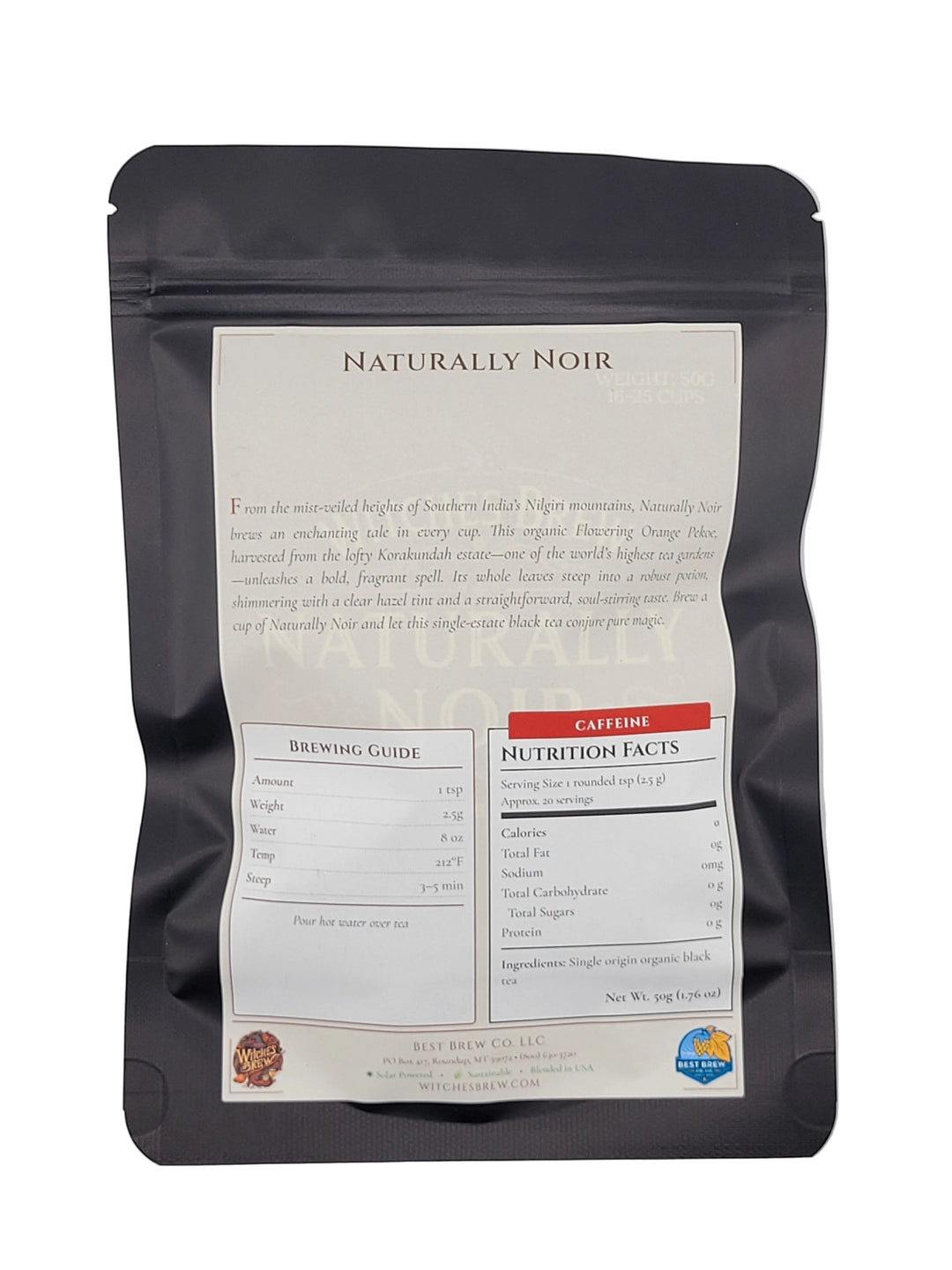 Naturally Noir packaging with a label on a white background